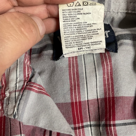 Wrangler Western Shirt Men’s Small Pearl Snap Up Short Sleeve Plaid Red Gray - Picture 3 of 6